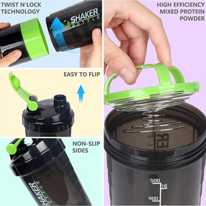 Botol Mixer Gym 600ml 3 Lapis Bebas BPA Grosir Logo Kustom Botol Plastik Fitness <span class=keywords><strong>Protein</strong></span> Mixer - Product Image 3