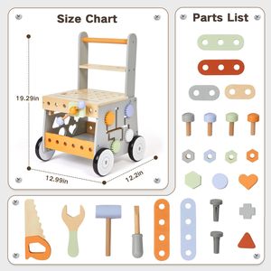 Custom <b>Wooden</b> <b>Baby</b> Learning Activity <b>Walker</b> Adjustable Speed with Wheel Kids Furniture - Product Image 2