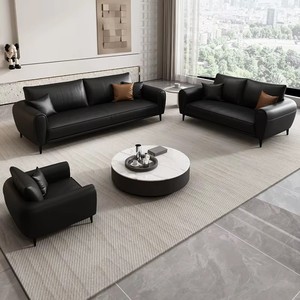 Meilleure Vente Canapés en Cuir Italien Sofas de Salon Ensemble de Canapés Trois Places Mobilier - Product Image 4