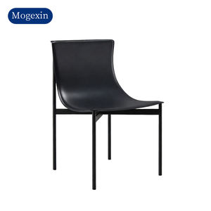 Silla de Comedor de Cuero de Lujo Italiana Moderna con Estructura de Metal Negro - Diseño Súper Cómodo y Duradero para Uso en el Hogar, Oficina y Escuela - Product Image 5