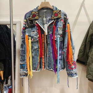 Chaqueta Vaquera Corta con Pedrería Premium para <span class=keywords><strong>Mujer</strong></span>, Ideal para Festivales de Música - Product Image 4