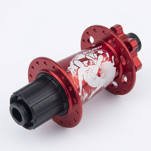 Moyeu de vélo de montagne Bolany avec roulements étanches 110x15 148x12 axe traversant rouge noir 32H 70mm - Product Image 1