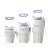 Mug de voyage isotherme en acier inoxydable 360 ml (12 oz) avec paille, tasse de bureau moderne à double paroi, thermos anti-fuite