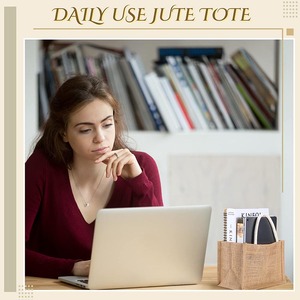 Recycled Buralp Linen Grocery Mini Small Jute <strong>Bag</strong> OEM With Handles <strong>for</strong> <strong>Bridesmaid</strong> <strong>Wedding</strong> Party Beach Shopping DIY Trip - Product Image 2