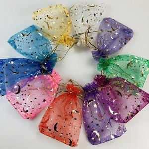 Bolsitas de Organza Cuadradas Pequeñas y Coloridas con Cordón, Diseño de Flores y Estrellas, Duraderas para Toda Ocasión - Product Image 3