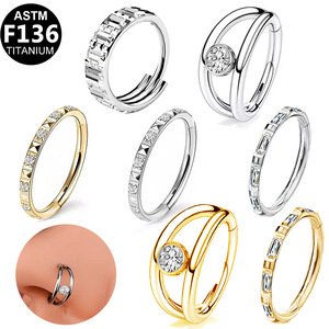 Anneau de nez en titane 12 mm 16G avec sertissage en zircon blanc pour bijoux de piercing - Product Image 5