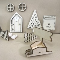 Ensemble de décorations pour maison de poupée miniature de style européen, avec chariot mignon, clôture, porte en bois et petite scène décorative avec petites chaussures hollandaises