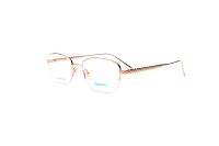 Kacamata Optik Superovo Grosir Mewah 18K Titanium Half-Frame Emas Solid Biru Abu-abu Motif Kotak Ringan Modis