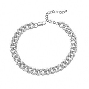 Cuban Chain <b>Anklet</b>, Men's and Women's Trendy Foot Jewelry, Diamond-encrusted Fashion Accessories - Product Image 5
