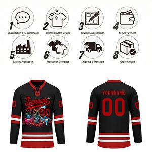 Uniformes de hockey sur glace en gros avec impression à la demande, services OEM/ODM et personnalisation du logo et du nom de l'équipe HCKJ01-2606146-11 - Product Image 4