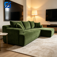 Canapé d'angle convertible moderne sur mesure vert, emballé sous vide, pour salon d'appartement, ensemble de meubles en gros