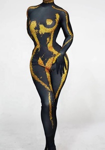 <strong>Rhinestone</strong> outfit White Shiny Diamond Elegant Jumpsuit Women Loose Plus Size Clothing Formal Bodysuit Long <strong>Leggings</strong> - Product Image 5