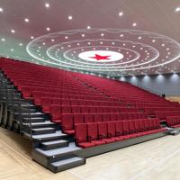 Kursi Lipat Manual HYC21-06 B1 Tahan Api dari Kayu Lunak dengan Meja Tulis untuk Teater dan Aula Kuliah