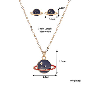 Trendz de la moda al por mayor de joyería de los niños <span class=keywords><strong>Planeta</strong></span> Azul pendientes <span class=keywords><strong>salvaje</strong></span> estrella redonda conjunto de joyas - Product Image 2