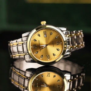 Montre ronde en or CILOA pour homme, personnalisable, marque authentique, montre à quartz étanche de haute qualité avec calendrier 2026. - Product Image 1