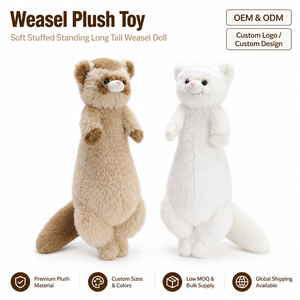 Peluche de belette douce et rembourrée, poupée de belette debout à longue queue, marron et blanc, deux <span class=keywords><strong>couleurs</strong></span>, OEM ODM personnalisé, vente en gros - Product Image 1