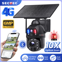 Caméra solaire SECTEC 10W à double objectif, zoom optique 10x, 6MP, 3K, 4G, extérieure, IP66, boîtier métallique, caméra PTZ, détection humaine, sécurité CCTV