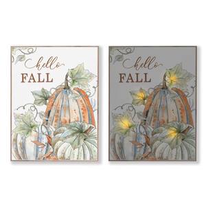 Toart autunno scuola materna decorazione LED cornici luminose stile acquerello <span class=keywords><strong>arte</strong></span> da parete Poster <span class=keywords><strong>cucina</strong></span> camera bambini tela supporto luci di zucca - Product Image 1