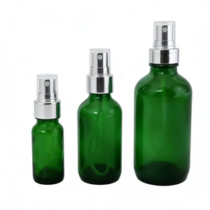 Entrega Rápida, Botellas de Vidrio Esmerilado <span class=keywords><strong>Verde</strong></span> Recargables para Aceites Esenciales, Gotero de Bambú, Tamaños de 5ml y 100ml, Superficie Grabada - Product Image 4