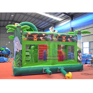 Château gonflable sur le thème de la jungle avec <span class=keywords><strong>voiture</strong></span> de <span class=keywords><strong>safari</strong></span> rouge et toboggan pour parcs d'aventure <span class=keywords><strong>en</strong></span> plein air et foires de loisirs communautaires - Product Image 4