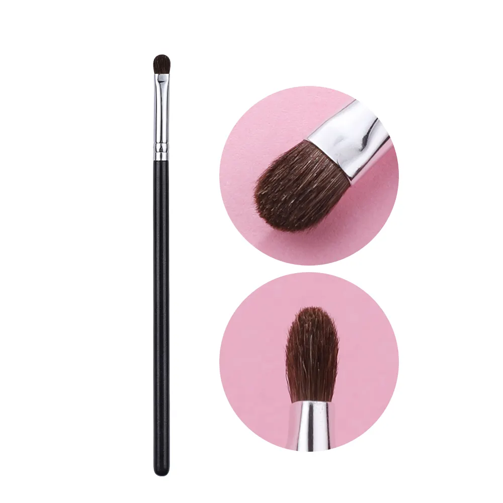 High Quality One Piece Black Wooden Handle Natural Pony Hair Small Eye Shadow Brush Wholesale Price Detail Eye Shade Brush