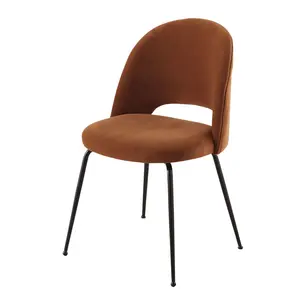 French Style Furniture Upholstered Velvet Fabric Dining Chair with Metal Legs for Restaurant Dining Room Hotel