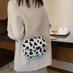 Borsa a tracolla <span class=keywords><strong>con</strong></span> stampa leopardata moda donna borsa in peluche soffice borsa a tracolla <span class=keywords><strong>con</strong></span> stampa mucca <span class=keywords><strong>pelliccia</strong></span> sintetica <span class=keywords><strong>con</strong></span> tracolla a catena - Product Image 6