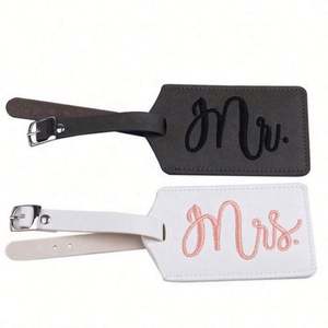 Étiquette de bagage de voyage en cuir PU de haute qualité avec logo personnalisé, motif de lettres par sublimation - Product Image 4