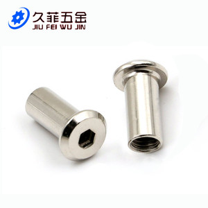 Tornillo para Muebles Jiu Fei Wu Jin M6 M8, Tuerca de Sujeción Hexagonal de Cabeza Plana, Niquelado, Acero al Carbono Grado 4.8, para Madera - Product Image 1