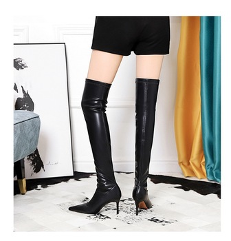 Women Boots Over the Knee Black Zip Slip on Thigh High Boots Stiletto Gladiator 8.5cm High Heels Pumps Lady Shoes Winter Boots