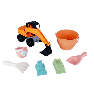 Juego de juguetes de excavadora de playa de paja de trigo, 7 piezas, con camión excavador, cubo, regadera, tamiz, moldes de arena, ecológico, para niños, en bolsa de malla - Product Image 5