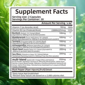 Fairir Natürliches Irisches Moos Schwarzkümmelöl Kapseln, Ashwagandha Klettenwurzel <span class=keywords><strong>Multivitamin</strong></span>-Komplex für Immungesundheit - Product Image 3