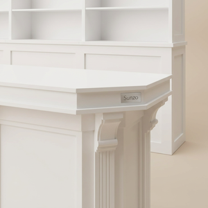 Set Bancone <span class=keywords><strong>Bar</strong></span> Moderno Bianco in Compensato Preassemblato con Scaffalature Posteriori per Eventi all'Aperto in Stile Rustico - Product Image 4