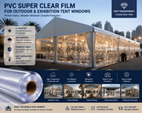 Rouleau de film PVC transparent anti-UV, résistant à l'humidité, super clair, 0,5 mm 1 mm, feuille transparente robuste pour fenêtres de tentes extérieures