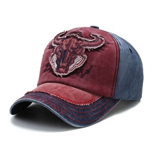 <span class=keywords><strong>Gorra</strong></span> de Béisbol Vintage Desgastada <span class=keywords><strong>con</strong></span> Parche de Cabeza de <span class=keywords><strong>Toro</strong></span> - Product Image 1