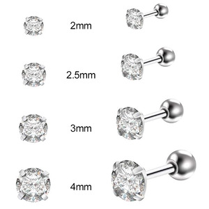 Bijou de piercing en titane G23 à filetage interne avec 4 griffes pour zircone cubique |   Boucles d'oreilles en titane F136 pour cartilage, hélix et tragus, pour hommes et femmes - Product Image 4