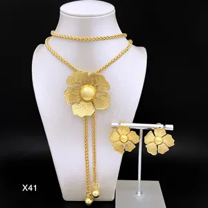 Ювелирные изделия X41 Juepei из золота 24 карата, ювелирные изделия из Дубая с ожерельем, серьгами, ювелирные изделия, оптовая цена