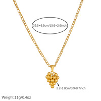 RVS druivenhanger ketting 18K PVD goud verguld, verkleurvrij, fruit charme ketting, modieus dames dagelijks sieraad cadeau