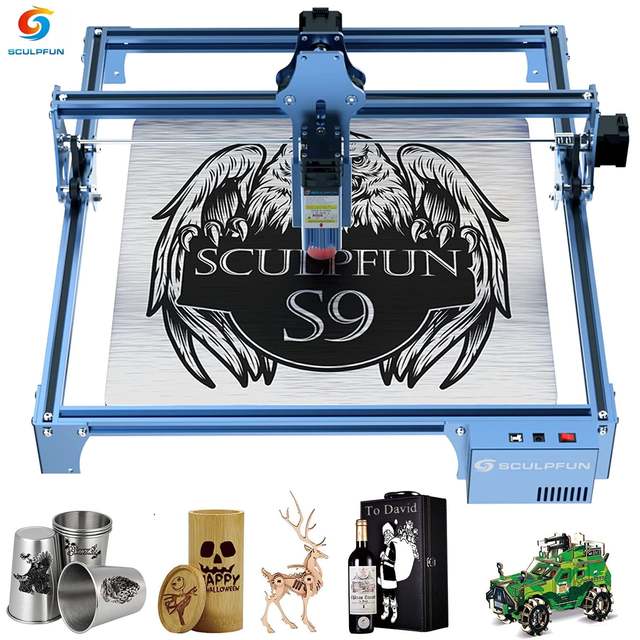 SCULPFUN Factory S9 90W Wood Engraving Printing Machines Portable CNC Mini 3d Diode Metal Laser Engraver