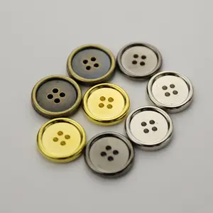 도매 주문 2 구멍 4 구멍 ABS 또는 금속 전기 도금 골드 버튼 버튼 블랙 바느질 버튼 의류