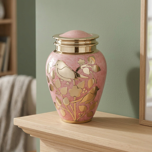 Urna de Metal AHO Americana/Europea Rosa Plateada con Aves de la Suerte, para Guardar Cenizas, Moderna, con Bolsa de Terciopelo, Artículos Funerarios - Product Image 4