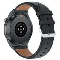 Smartwatch mit rundem Zifferblatt, Herzfrequenz- und Blutsauerstoffdruckmessung, Schlaf-Tracker, ultradünn, magnetisches Laden, Lederarmband, Geschenk