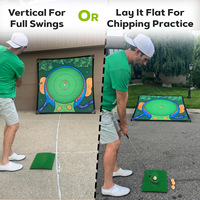 Tapis d'entraînement de golf pour putting et chipping - Ensemble de tapis de jeu compact 6,5 pi x 6,5 pi en polyester - Nouveau produit transfrontalier