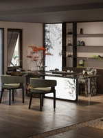 Table et chaises modulaires en MDF marbré Musen modèle 660, style moderne, pour usage commercial et bureautique, 6 places