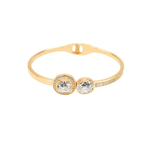 Brazalete Moderno de Moda en Acero Inoxidable 316L con Baño de Oro PVD e Incrustaciones de Cristal, Diseño de Trébol de Cuatro Hojas para Mujer, Regalo - Product Image 2
