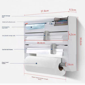 Étagère de rangement multifonctionnelle pour la cuisine, étagère de rangement murale pour <span class=keywords><strong>film</strong></span>, coupe-papier - Product Image 4