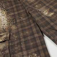 Pantalon de travail pour homme à carreaux imprimé léopard, coupe large, style urbain, avec taille mi-haute, braguette zippée et multi-poches, service OEM