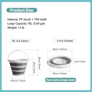 Cubo Plegable Cuadrado de Silicona y Plástico de 10L, Portátil y Ahorrador de Espacio, para Limpieza del Hogar, Cubo Plegable de 20 Litros - Product Image 4