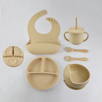 Ensemble de vaisselle pour l'alimentation de bébé Assiette en silicone bol avec cuillère Ensemble de vaisselle en silicone pour bébé Ensemble de vaisselle en silicone de qualité alimentaire sans Bpa pour enfant