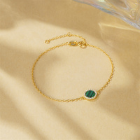 Bijoux de mode Bracelets plaqués or S925 argent Sterling Ins pierre précieuse verte Bracelet plaqué or 18 carats Bracelet à breloques en zircon